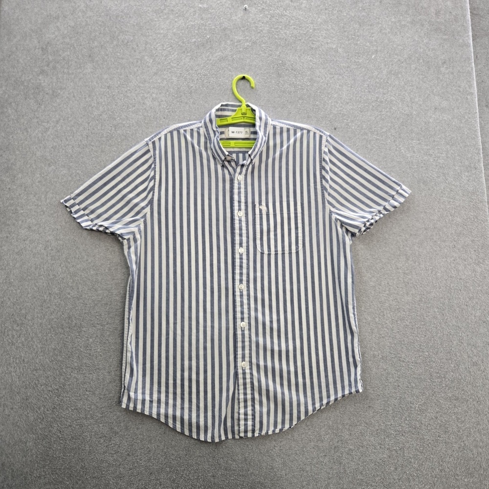 Abercrombie & Fitch Men Button Up Shirt XL Blue Striped Casual Shirt